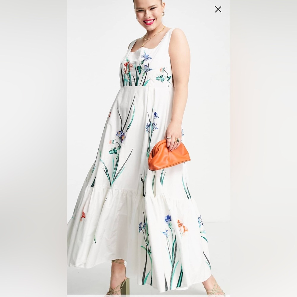 EUC ASOS Edition Curve Square Neck Cotton Floral Maxi Dress Size 20